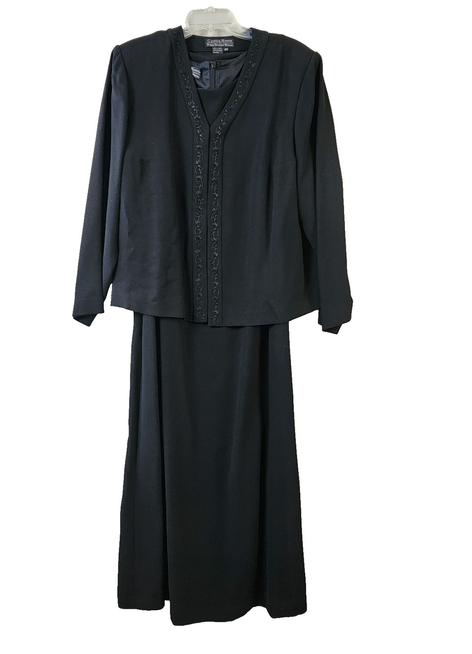 Cynthia Howie Formal Jacket & Sleeveless Midi Dress Set Women 16W Black